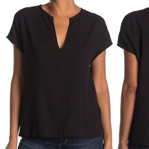 Vince split neck cap sleeve popover top